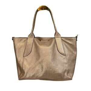 A.Bellucci Shoulder Tote Handbag Gold Metallic Slouchy Leather Top Handles ITALY